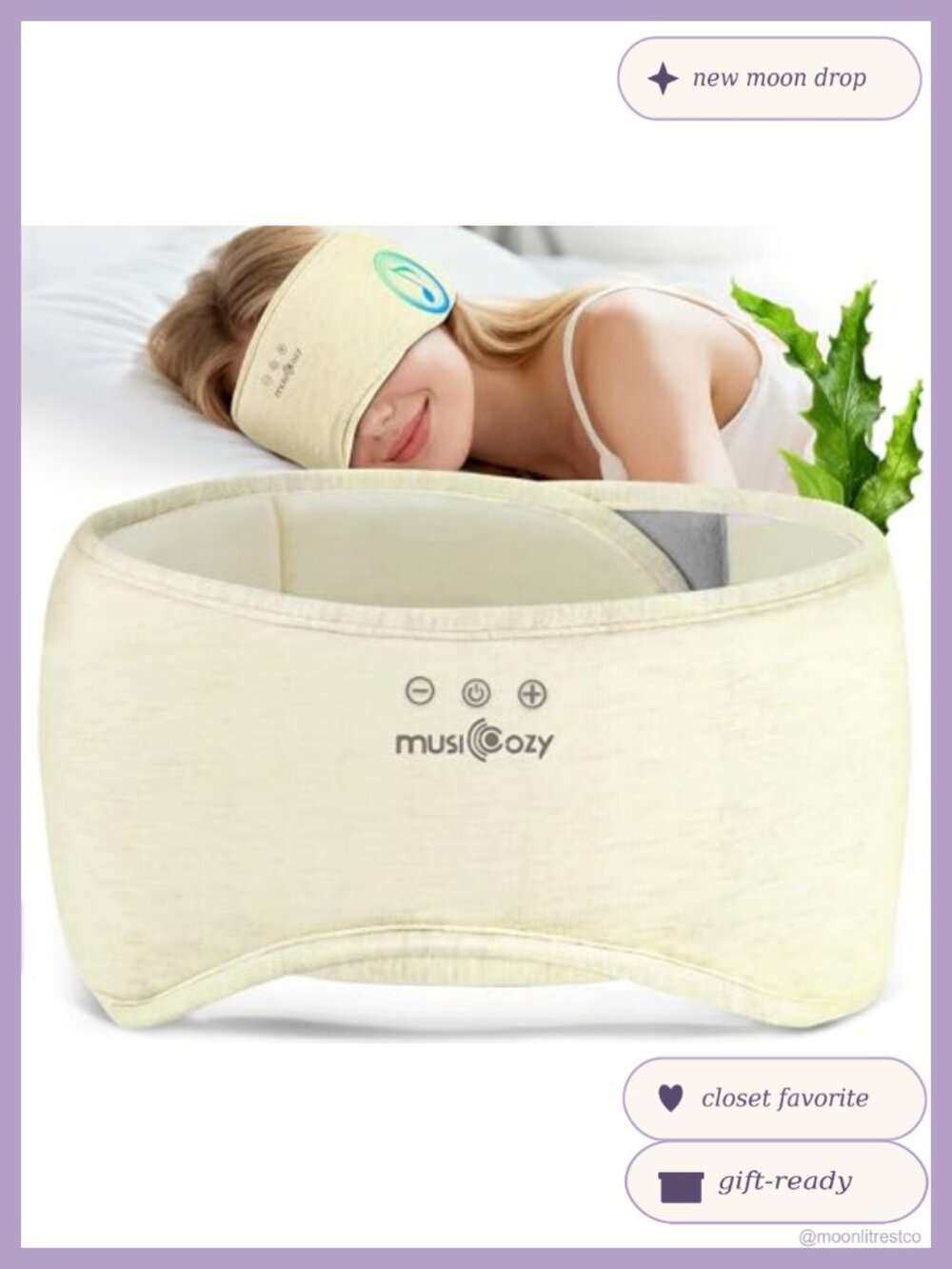 MUSICOZY Bluetooth 5.4 Sleep Mask Headphones, Seaweed Fiber Comfort Design